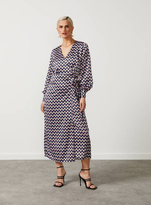 For All The Love Printed Satin Wrap Midi Dress - 6